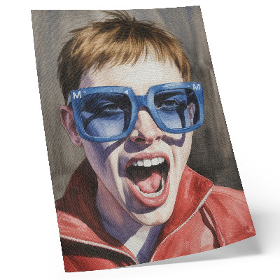 Art print Portrait of a person wearing glasses, vivid colors, emotions