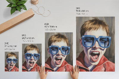 Art print Portrait of a person wearing glasses, vivid colors, emotions