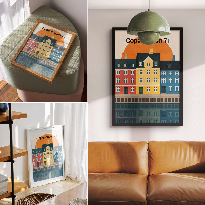 Decorative poster Colorful waterfront houses minimalist aesthetic