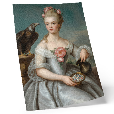 Decorative poster Portrait of a woman with an eagle against a natural background