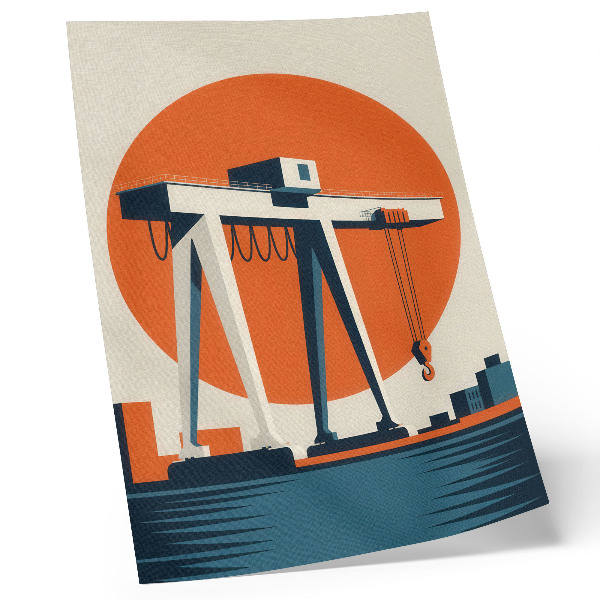 Premium wall art Retro crane orange industrial circle