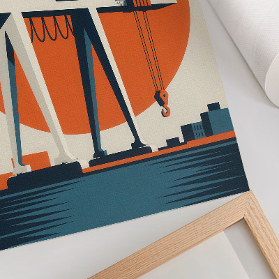 Premium wall art Retro crane orange industrial circle