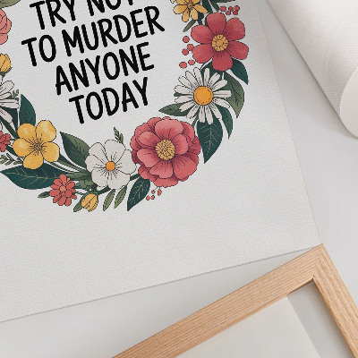 Poster A wreath with flowers and a funny inscription