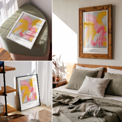 Decorative poster Dynamic strokes of pink yellow white