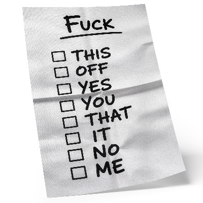 Art print Black text on white background with a list of options