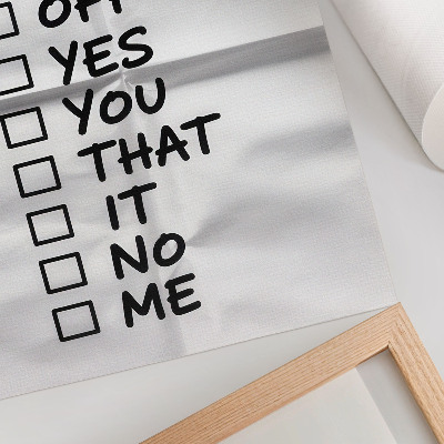 Art print Black text on white background with a list of options