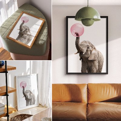 Premium wall art Elephant with a bubble modernity humor gentleness