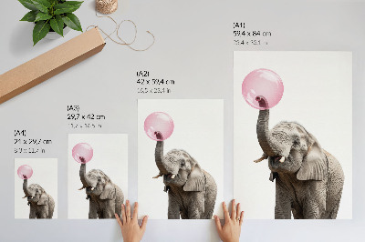 Premium wall art Elephant with a bubble modernity humor gentleness