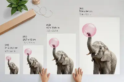 Premium elephant wall art modern and humorous design featuring a bubble