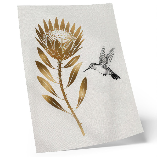 Premium wall art A hummingbird and flower motif in a modern tone