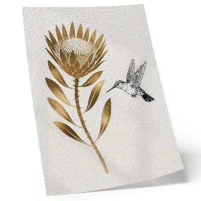 Hummingbird and flower premium wall art in a modern tone