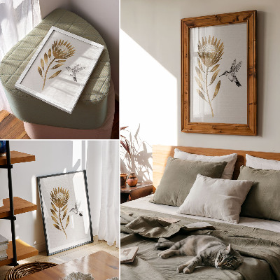 Premium wall art A hummingbird and flower motif in a modern tone
