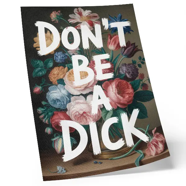 Decorative poster colorful flowers with white lettering
