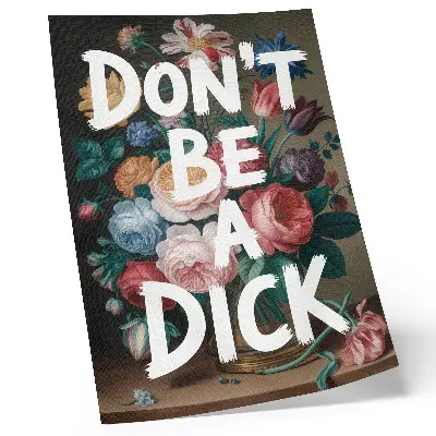 Decorative poster colorful flowers with white lettering