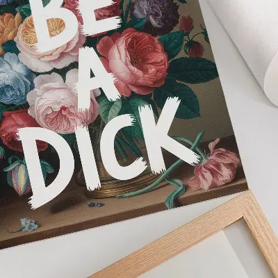 Decorative poster colorful flowers with white lettering