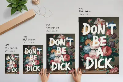 Decorative poster colorful flowers with white lettering