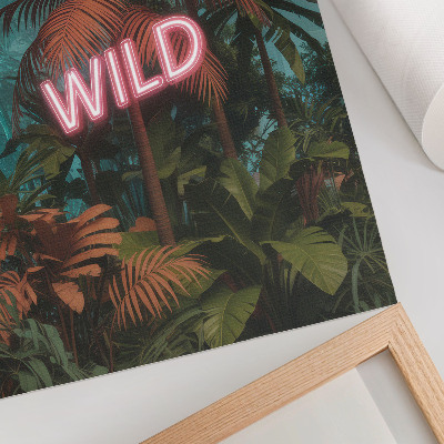 Art print Tropical leaves neon sign freshness