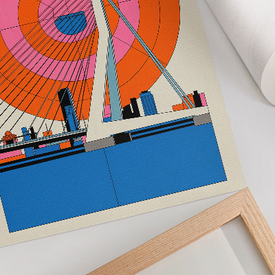 Decorative poster Bridge and city in geometric patterns