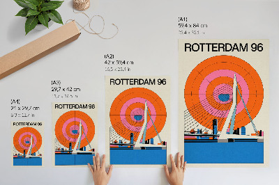 Decorative poster Bridge and city in geometric patterns
