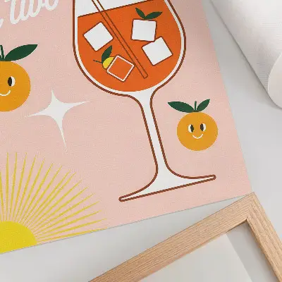 Premium wall art orange and yellow smiling fruit lettering