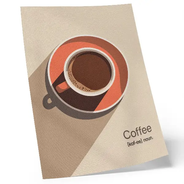 Coffee cup decorative poster minimalist design in warm colors