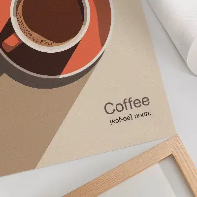 Coffee cup decorative poster minimalist design in warm colors