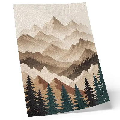 Art print mountains and trees with a calm nature harmony theme