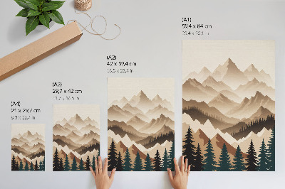 Art print Mountains and trees harmony of nature calm shades