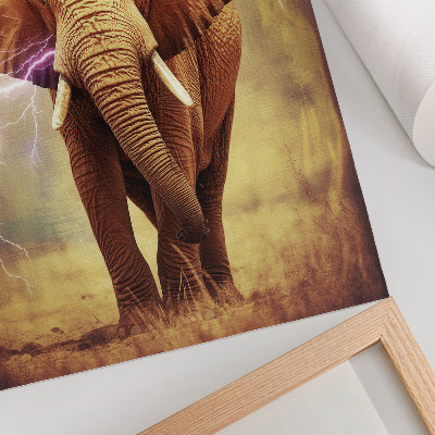 Premium wall art Elephant with lightning dynamic scenery