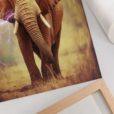 Premium wall art featuring an elephant in a dynamic lightning scenery
