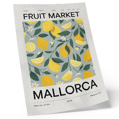 Premium wall art Lemon green leaves blue background without dots