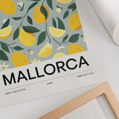 Premium wall art Lemon green leaves blue background without dots