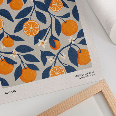 Decorative poster Orange gray background dark leaves modern style