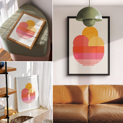 Art print Vibrant circles in a bowl, minimalist style