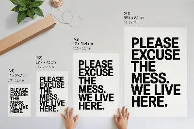 Premium wall art humorous text in a minimalist high-contrast style