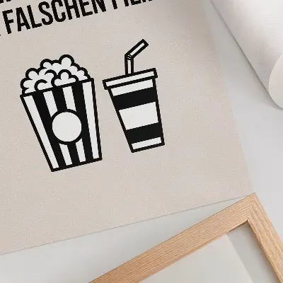 Decorative poster with meaningful text iconography on a beige background