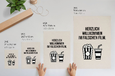 Decorative poster Meaningful text iconography cinema beige background