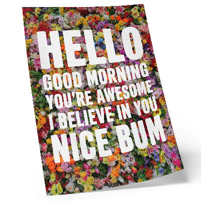 Premium wall art Colorful flowers with white text modern typography
