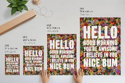 Premium floral wall art colorful flowers with modern white typography