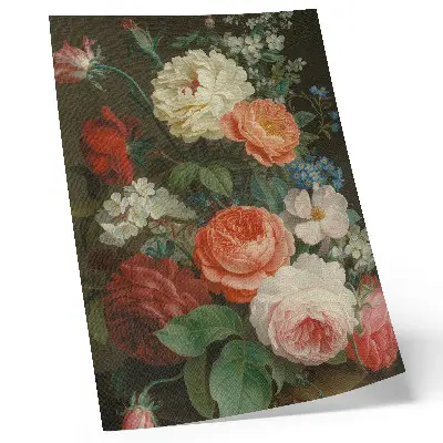 Colorful flowers decorative poster in a classic painting style