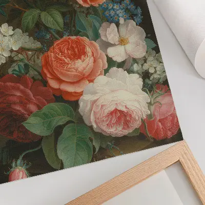 Colorful flowers decorative poster in a classic painting style