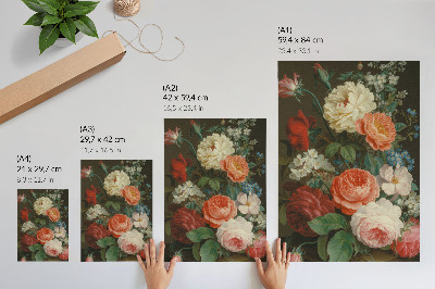 Decorative poster Colorful flowers in a classic painting style
