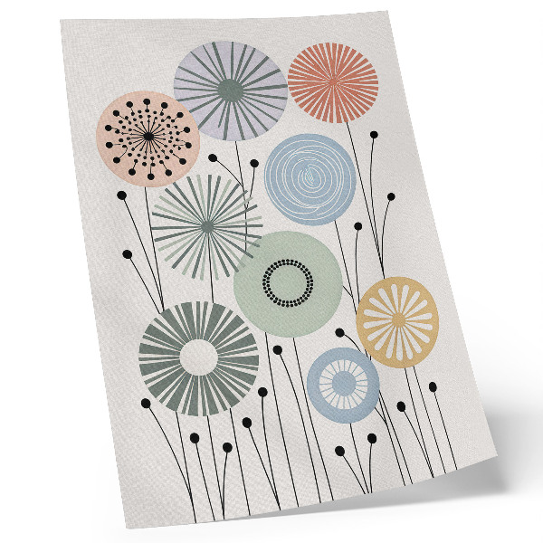 Poster Colorful geometric flowers on a light background