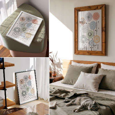 Poster Colorful geometric flowers on a light background
