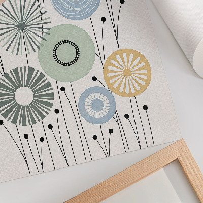 Poster Colorful geometric flowers on a light background