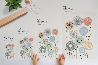 Poster Colorful geometric flowers on a light background