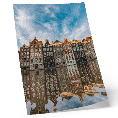 Art print Colorful tenement houses reflection water canal rhythm