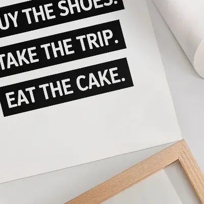 Premium wall art inspiring typography with letters on a black background