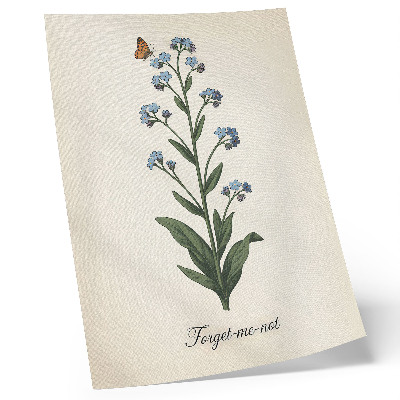 Decorative poster Forget-me-nots and a butterfly on a cream background