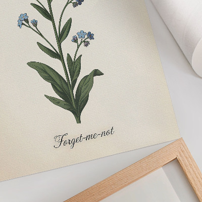 Decorative poster Forget-me-nots and a butterfly on a cream background